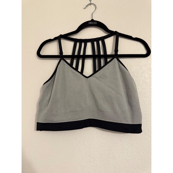 Cacique Gray & Black Sports Bra Plus Size 22/24 Activewear Fitness - Picture 1 of 4